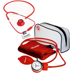 Baumanómetro Aneroide Kit Con Estetoscopio De Doble Campana Color Rojo